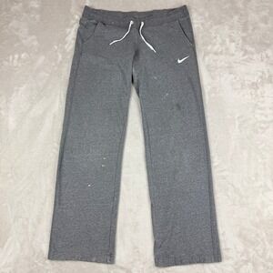 VTG Nike Sweatpants Women M Gray Fleece Straight Leg Swoosh Skater Street Y2K